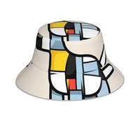 YYHHAOFA Mondrian Abstractionism Petit Animal Chapeau Bob Réfléchissant Unisexe pour Voyage, Camping et Activités de Plein Air Noir, Noir/blanc, taille unique