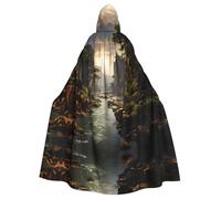 YYHHAOFA Montagnes et rivières motif Halloween adulte cape à capuche vêtements homme et femme manteau manteau jeu de rôle