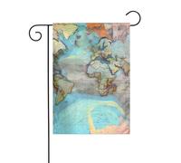 YYHHAOFA Motif carte du monde dessin animé quatre saisons drapeau jardin cour décoration 30,5 x 45,7 cm