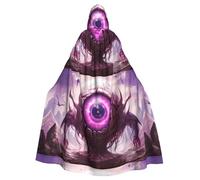 YYHHAOFA Mystérieux Cape à capuche pour adulte Motif œil géant Halloween Vêtements pour homme et femme Manteau pour jeu de rôle