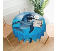 YYHHAOFA Nappe décorative ronde de 152,4 cm - Motif dauphin qui vous regarde, pour intérieur et extérieur - Pour une utilisation en intérieur et en extérieur - Pour tables basses, tables à manger et