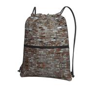 YYHHAOFA Old Brick Wall Prints Sac à dos à fermeture éclair avec cordon de serrage - Sac de sport durable, léger et résistant à l'eau pour les voyages, le sport et le transport quotidien