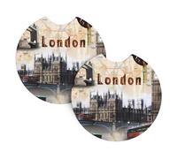 Yyhhaofa Old London Lot de 2 porte-gobelets pour intérieur de voiture - Imperméable et à séchage rapide - Protège contre les déversements et les rayures