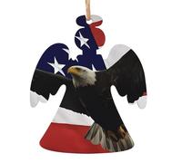 YYHHAOFA Ornements de Noël en bois en forme d'ange 1 pièce Drapeau américain Fly Eagle Image à accrocher sur les arbres de Noël