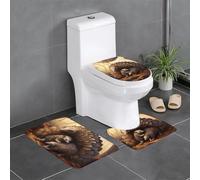 YYHHAOFA Pangolin Lot de 3 tapis de salle de bain antidérapants avec contour ovale et rectangulaire pour toilettes, coiffeuse et toilettes
