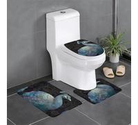 YYHHAOFA Pearl Peacock Lot de 3 tapis de salle de bain antidérapants pour toilettes, coiffeuse et toilettes