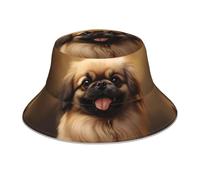 YYHHAOFA Pékinois Chapeau bob réfléchissant imprimé chien léger respirant pliable pour homme et femme Noir