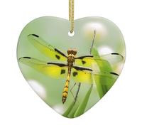 YYHHAOFA Pendentif de Noël en céramique pour arbre à suspendre et décoration de festival Motif libellule jaune