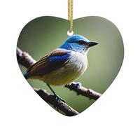 YYHHAOFA Pendentif de Noël en céramique pour décoration de fête et cadeau Motif oiseau rossignol