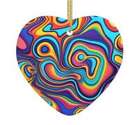 YYHHAOFA Pendentif de Noël en céramique pour décorations de fête et cadeaux psychédéliques aux couleurs psychédéliques