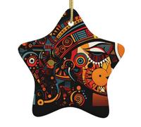 Yyhhaofa Pendentif en céramique pour sapin de Noël Motif abstrait ethnique Avatars Décoration Malls, supermarchés, boutiques