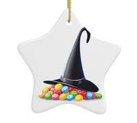 Yyhhaofa Pendentif en céramique pour sapin de Noël Motif chapeau de sorcière Décoration centres commerciaux, supermarchés, magasins