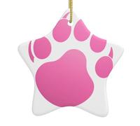 Yyhhaofa Pendentif en céramique pour sapin de Noël Motif empreinte de patte d'ours Rose