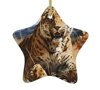 Yyhhaofa Pendentif en céramique pour sapin de Noël Motif léopard à la recherche de proies
