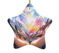 Yyhhaofa Pendentif étoile de Noël en céramique à suspendre en forme de lotus dans le palmier Motif décoration centres commerciaux, supermarchés, magasins