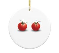 YYHHAOFA Pendentif rond en céramique à suspendre avec deux tomates rouges en forme de sapin de Noël - 7,4 cm en porcelaine blanche exquise facile à suspendre