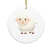 YYHHAOFA Pendentif rond en céramique à suspendre en forme d'arbre de Noël avec inscription « The Shy Little Sheep » - 7,4 cm - Porcelaine blanche exquise - Suspension facile
