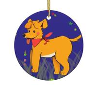 YYHHAOFA Pendentif rond en céramique à suspendre en forme d'arbre de Noël avec langue crachée - 7,4 cm - Porcelaine blanche exquise - Suspension facile