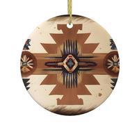 YYHHAOFA Pendentif rond en céramique motif amérindien - Décoration festive à suspendre pour magasins et maisons - 7,4 cm