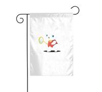 YYHHAOFA Petit lapin blanc regardant dans le miroir mât de drapeau de jardin extérieur décoration cour double face 30,5 x 45,7 cm