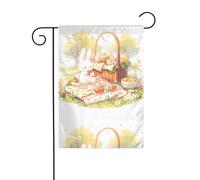 YYHHAOFA Petit lapin blanc sur un pique-nique imprimé mât de drapeau extérieur cour décoration double face 30,5 x 45,7 cm