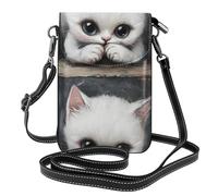 YYHHAOFA Petit sac à bandoulière à rabat en cuir avec motif chat gourmand blanc pour femme, imperméable et durable