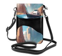 YYHHAOFA Petit sac à bandoulière à rabat en cuir pour femme, motif bateau dans le canyon, imperméable et durable