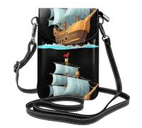 YYHHAOFA Petit sac à bandoulière en cuir pour femme, motif bateau pirate dans les vagues, imperméable et durable
