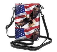 YYHHAOFA Petit sac à bandoulière en cuir pour téléphone portable, 19,3 x 12,4 cm, aigle patriotique des États-Unis avec image de drapeau américain pour la marche, le camping, le shopping, les voyages