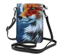 YYHHAOFA Petit sac à bandoulière en cuir pour téléphone portable, 19,3 x 12,4 cm, image artistique de renard peinte pour la marche, le camping, le shopping, les voyages et une utilisation en extérieur