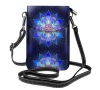 YYHHAOFA Petit sac à bandoulière en cuir pour téléphone portable, 19,3 x 12,4 cm, image de fleur de lotus bohème pour la marche, le camping, le shopping, les voyages et une utilisation en extérieur
