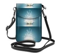 YYHHAOFA Petit sac à bandoulière en cuir pour téléphone portable, 19,3 x 12,4 cm, image de fleur de lotus asiatique pour la marche, le camping, le shopping, les voyages et une utilisation en extérieur