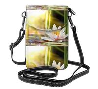 YYHHAOFA Petit sac à bandoulière en cuir pour téléphone portable, 19,3 x 12,4 cm, image de fleur de lotus pour la marche, le camping, le shopping, les voyages et une utilisation en extérieur