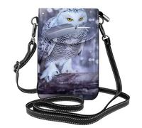 YYHHAOFA Petit sac à bandoulière en cuir pour téléphone portable, 19,3 x 12,4 cm, image de hibou arctique pour la marche, le camping, le shopping, les voyages et une utilisation en extérieur
