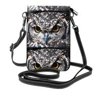 YYHHAOFA Petit sac à bandoulière en cuir pour téléphone portable, 19,3 x 12,4 cm, image de hibou aux yeux jaunes pour la marche, le camping, le shopping, les voyages et une utilisation en extérieur