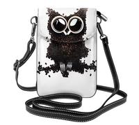 YYHHAOFA Petit sac à bandoulière en cuir pour téléphone portable, 19,3 x 12,4 cm, image de hibou grain de café pour la marche, le camping, le shopping, les voyages et une utilisation en extérieur