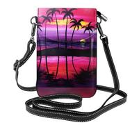 YYHHAOFA Petit sac à bandoulière en cuir pour téléphone portable, 19,3 x 12,4 cm, image de palmier tropical pour la marche, le camping, le shopping, les voyages et une utilisation en extérieur