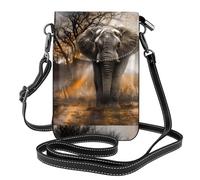 YYHHAOFA Petit sac à bandoulière en cuir pour téléphone portable, 19,3 x 12,4 cm, image d'éléphant d'Afrique tropicale pour la marche, le camping, le shopping, les voyages et une utilisation en