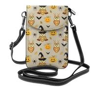YYHHAOFA Petit sac à bandoulière en cuir pour téléphone portable, 19,3 x 12,4 cm, image d'Halloween citrouille et hibou pour la marche, le camping, le shopping, les voyages et une utilisation en