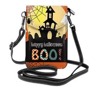 YYHHAOFA Petit sac à bandoulière en cuir pour téléphone portable, 19,3 x 12,4 cm, image d'Halloween fantôme citrouille pour la marche, le camping, le shopping, les voyages et une utilisation en