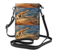 YYHHAOFA Petit sac à bandoulière en cuir pour téléphone portable, 19,3 x 12,4 cm, image girafe animaux d'Afrique pour la marche, le camping, le shopping, les voyages et une utilisation en extérieur