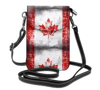 YYHHAOFA Petit sac à bandoulière en cuir pour téléphone portable, 19,3 x 12,4 cm, image rétro du drapeau du Canada pour la marche, le camping, le shopping, les voyages et une utilisation en extérieur