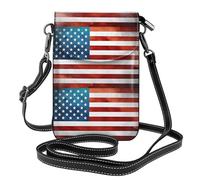 YYHHAOFA Petit sac à bandoulière en cuir pour téléphone portable, 19,3 x 12,4 cm, image vintage du drapeau américain des États-Unis pour la marche, le camping, le shopping, les voyages et une