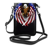 YYHHAOFA Petit sac à bandoulière en cuir pour téléphone portable, 19,3 x 12,4 cm, motif drapeau des États-Unis patriotique aigle patriotique pour la marche, le camping, le shopping, les voyages et une