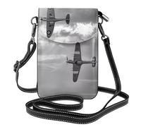 YYHHAOFA Petit sac à bandoulière en cuir pour téléphone portable, 19,3 x 12,4 cm, photo d'avion de la Seconde Guerre mondiale pour la marche, le camping, le shopping, les voyages et une utilisation en
