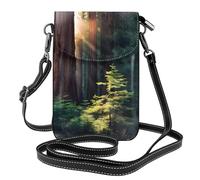 YYHHAOFA Petit sac à bandoulière en cuir pour téléphone portable, 19,3 x 12,4 cm, photo du soleil du matin dans la nature sauvage pour la marche, le camping, le shopping, les voyages et une