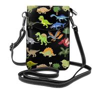 YYHHAOFA Petit sac à main en cuir pour téléphone portable 19,3 x 12,4 cm avec image de dinosaure de dessin animé pour la marche, le camping, le shopping, les voyages et une utilisation en extérieur