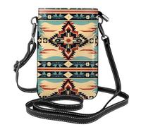 YYHHAOFA Petit sac à main pour téléphone portable 19,3 x 12,4 cm avec image de la nation indienne américaine - Étui à rabat en cuir pour femme, parfait pour la marche, le camping, noir