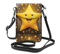 YYHHAOFA Petit sac à main pour téléphone portable 19,3 x 12,4 cm avec motif Big Star Among The Stars Picture Étui à rabat en cuir pour femme, parfait pour la marche, le camping, noir