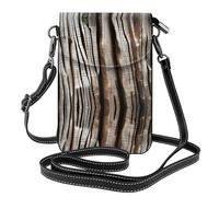 YYHHAOFA Petit sac à main pour téléphone portable 19,3 x 12,4 cm en cuir avec motif froissé d'écorce pour femme, parfait pour la marche, le camping, noir